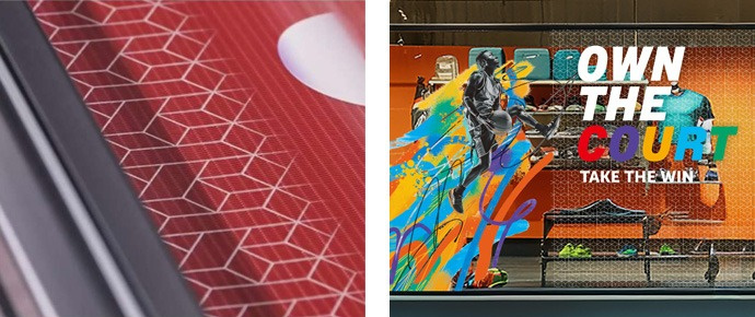 圖2 輕薄膠膜的輸送示意(左)．窗貼的用途(右)