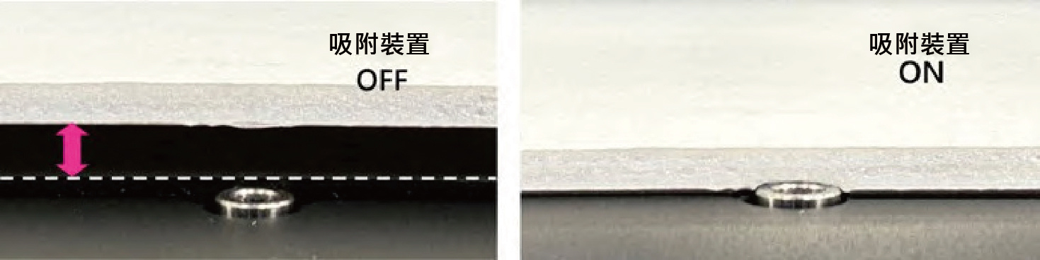 圖2. 翹起的素材吸附案例